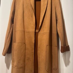 Chic Camel Open Front Coat